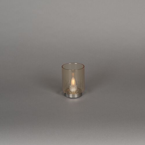 Ladattava LED-kynttilä, sileä ruskea lasi/SAATAVILLA 08/24