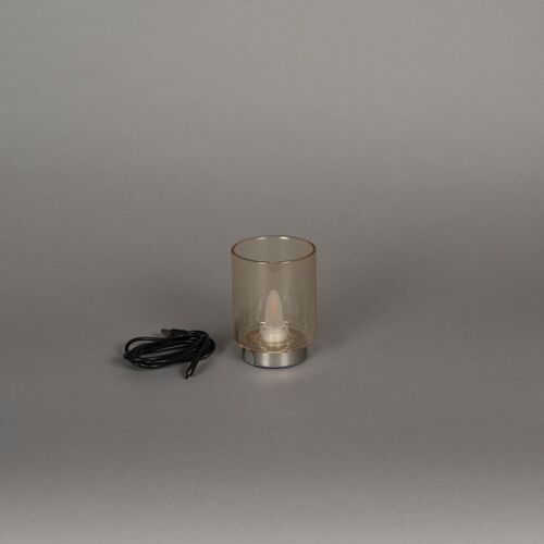 Ladattava LED-kynttilä, sileä ruskea lasi/SAATAVILLA 08/24